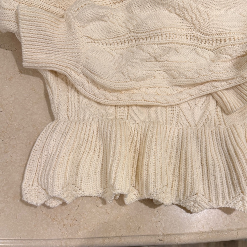 Draper James Cream Knitted Ruffle Sweater NWT - Picture 4 of 9